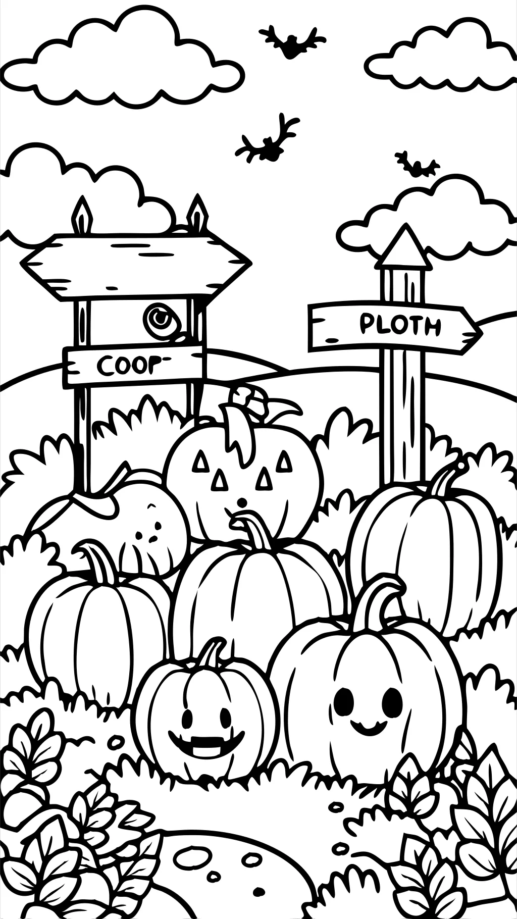 coloring page of pumpkin patch